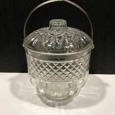 Mid Century Glass Ice Bucket ~