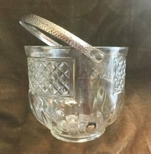 Mid Century Glass Ice Bucket ~